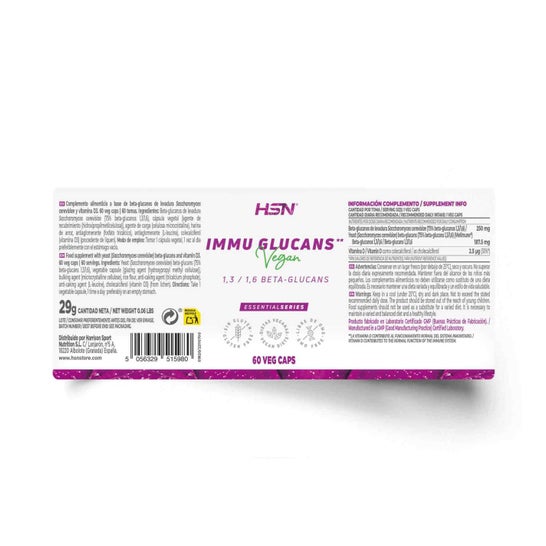 HSN Inmu Glucanos 1,3/1,6 Beta-Glucanos Wellmune® 250mg 60vcaps