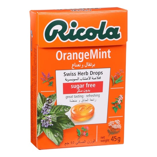Ricola naranja-menta caramelos sin azúcar 50g