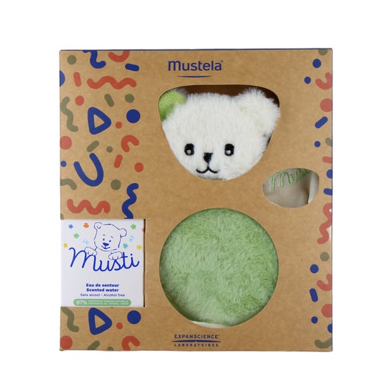 Mustela Musti Gaveæske Eau de Senteur 50 ml + Grøn Bamse