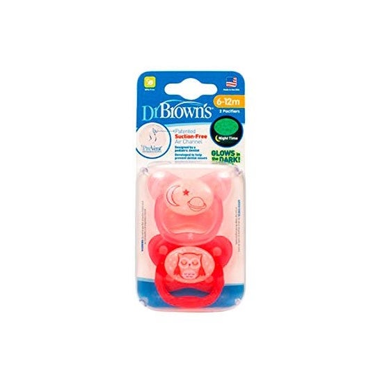 Silicone Dr Brown notte soother prevenire 6-12m 2uts