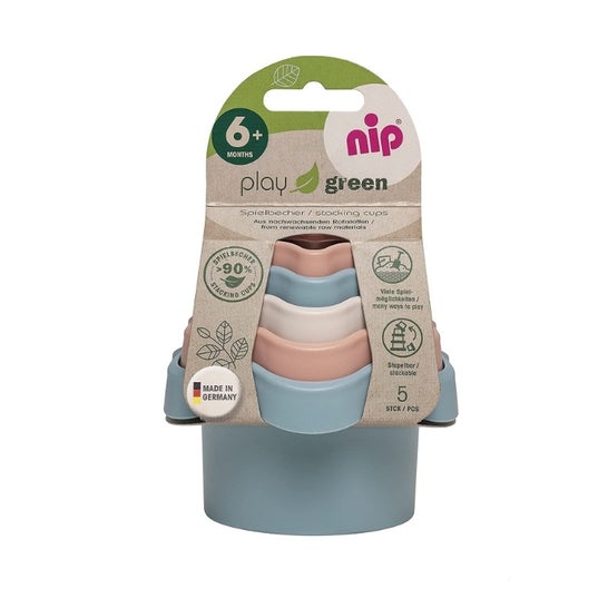 Nip Play Green Stacking Cups 6+M 5uds