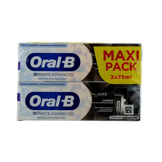 Oral-B Luxe Charbon 3D White Advanced Dentífrico 2x75ml