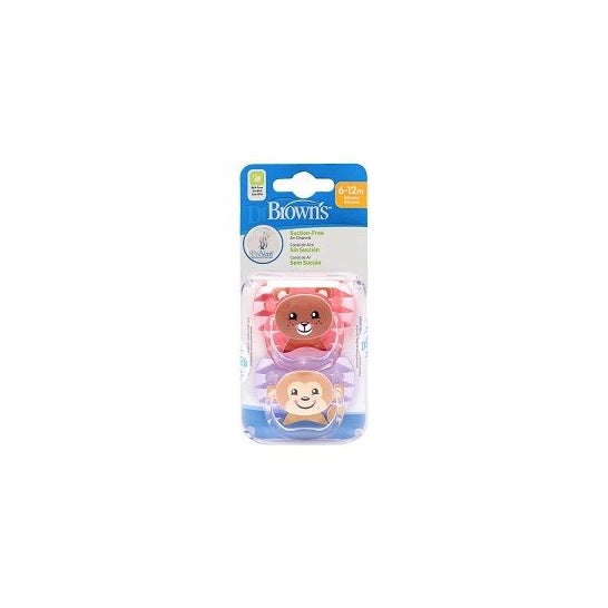 Dr. Brown's Chupetes Caras de Animales T2 6-12 Meses 2uds