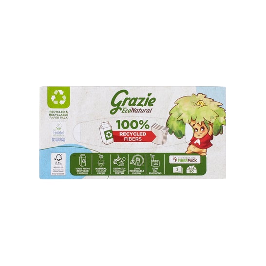 Grazie Natural Pañuelos Faciales Triple Capa 80 uds