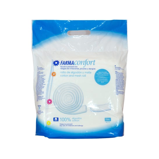 Compresse di cotone Pharmaconfort e rotolo di rete 11 metri