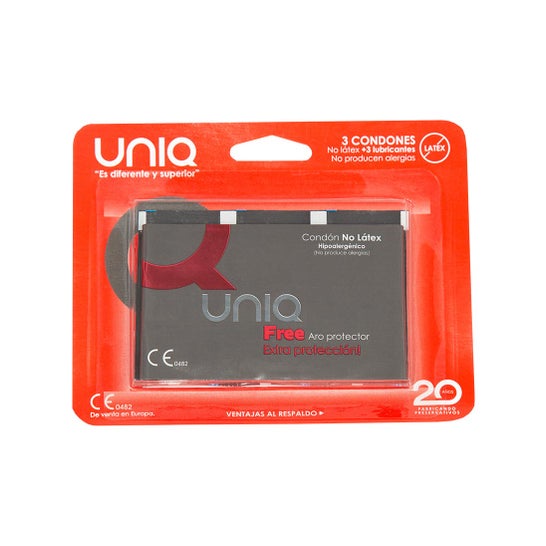 Uniq Free Latex Free Kondom beskyttelsesring 3 stk