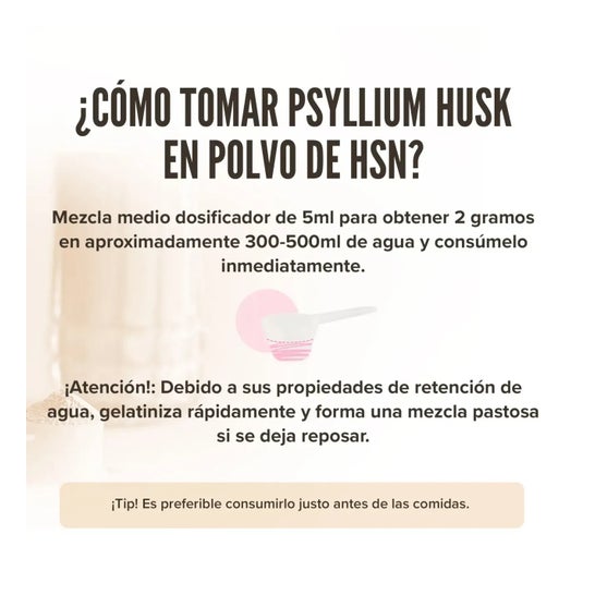 HSN Psyllium Husk en Polvo Sin Sabor 150g