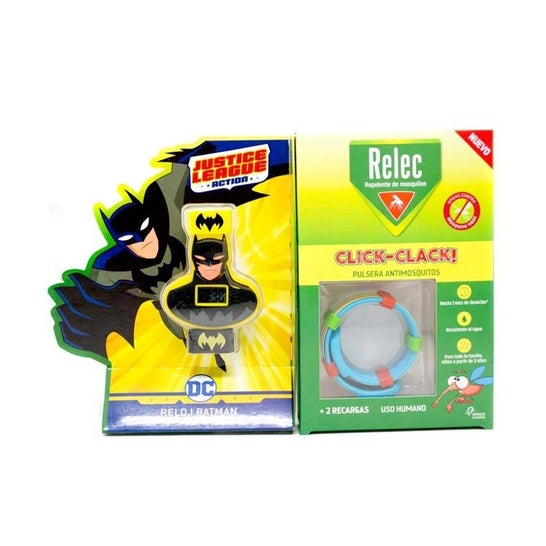 Relec Click-Clack Pulsera Antimosquitos + Reloj Justice League