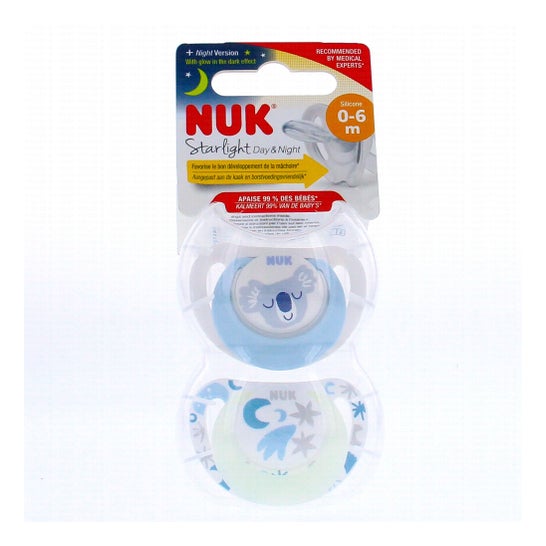 Nuk Starlight Day and Night Soothers 0-6 Months 2 Units