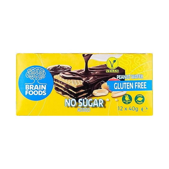 Brain Foods Wafer Maní Sin Azúcar Sin Gluten 40g