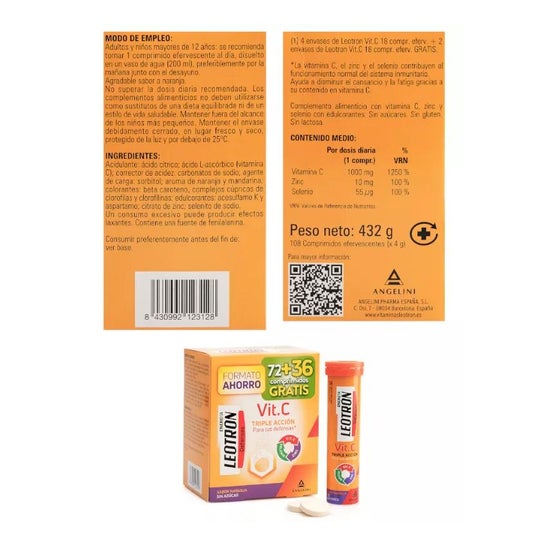Leotron Vitamina C Triple acción 72 + 36comp Leotron Vitamina C Triple acción 72 + 36comp