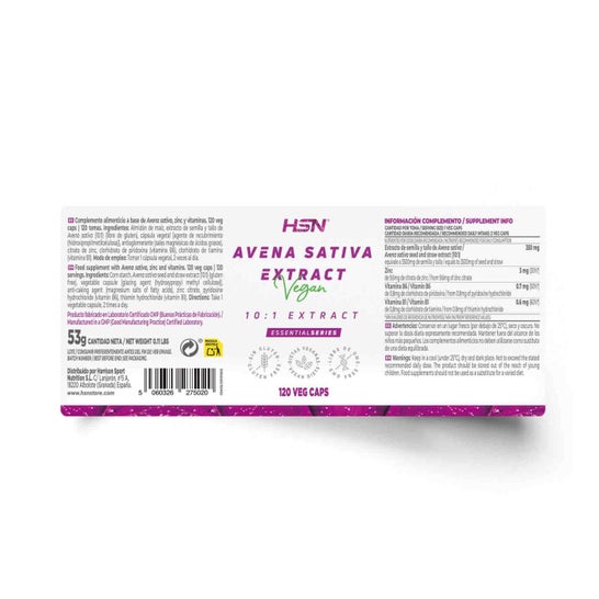 HSN Extracto de Avena Sativa 10:1 175 mg 120 vcaps