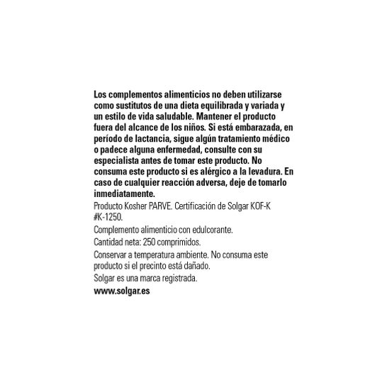 Solgar Levadura de Cerveza con Vitamina B12 250comp