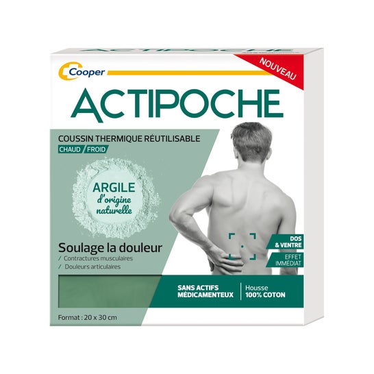 Actipoche Coussin Thermique Dos Et Ventre À L'Argile 20 X30 cm