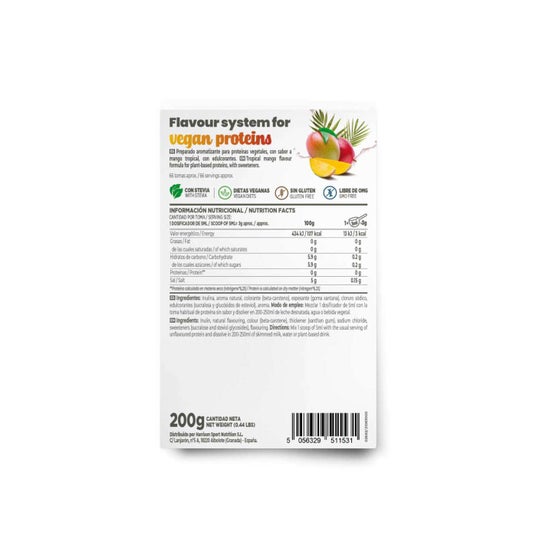 HSN Saborizante en Polvo para Proteínas Vegetales Mango Tropical 200 g