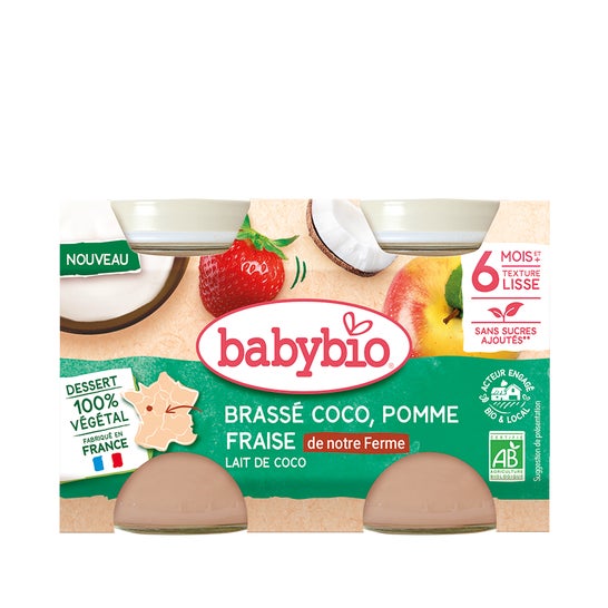 BabyBio Batido Coco Manzana Fresa Bio 2x130 g