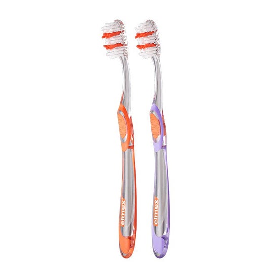 Elmex Cepillo de Protección de Caries - Paquete de Dúo Medio Interx para Dientes