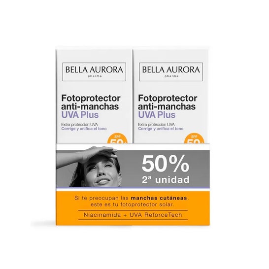 Bella Aurora UVA Plus Protect Fotoprotector Anti-manchas SPF50+ 2x50ml