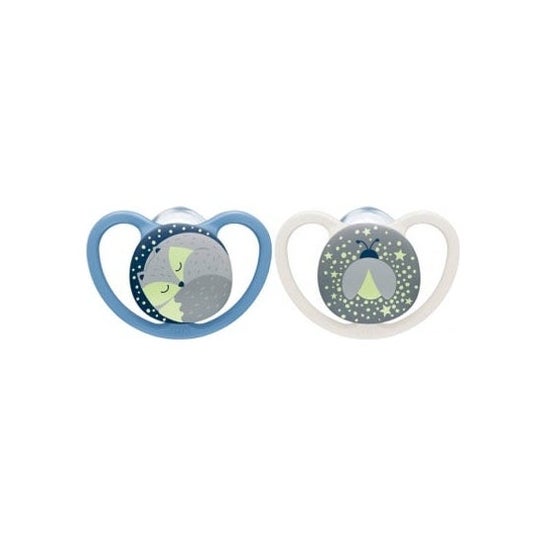 Nuk Pack Silicona Chupete Space Night 18-36 m Infantil 2 uds