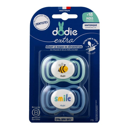 Dodie Extra Chupete Anatómico +18M F5 Verde Azul 2 uds
