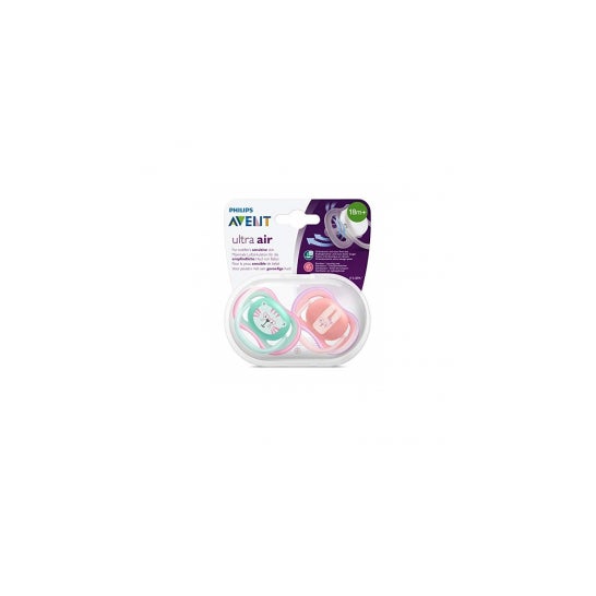 Avent Pack Chupetes Ultra Air Tigre y Conejo +18m 2uds