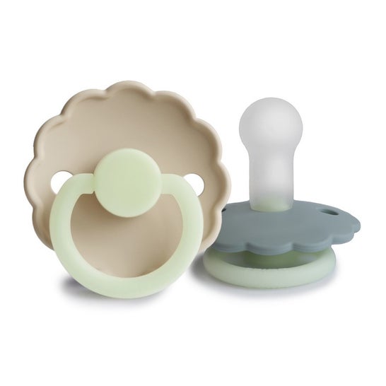 Frigg Block Moon Silicone Pacifier Croissant Sage 0-6M 2uds