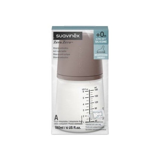 Suavinex Biberón Anticólico Silicona Adapt +0M Caramel 180ml 1ud