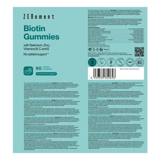 Zenement Biotine Selenium Zink Vit B C en E 90 Vegan Gummies