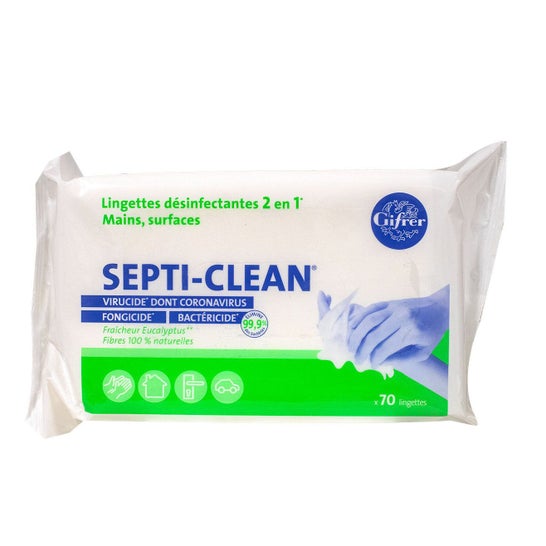Gifrer Lingettes Désinfectantes 2en1 Septi-Clean 70unts