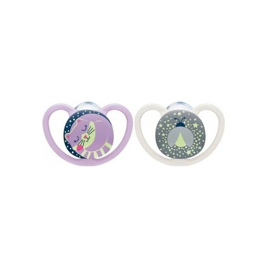 Nuk Silicone Lecca Notte 0-6M Fille 2 Unità