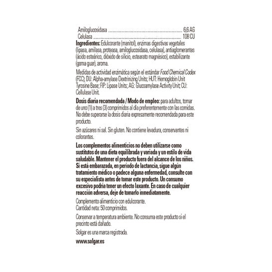 Solgar Vegan Enzimas Digestivas 50comp