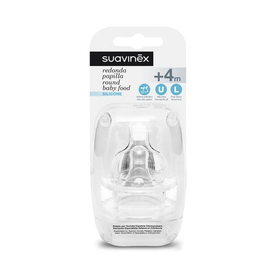 Suavinex™ silicone nipple wide mouth L +4m 2uts hole