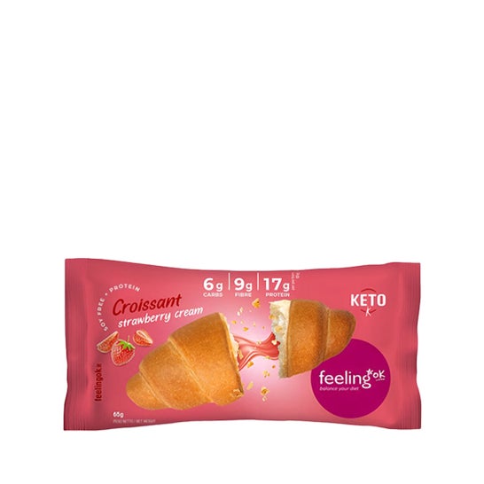 Feeling Ok Croissant Proteína Relleno de Crema de Fresa 65g