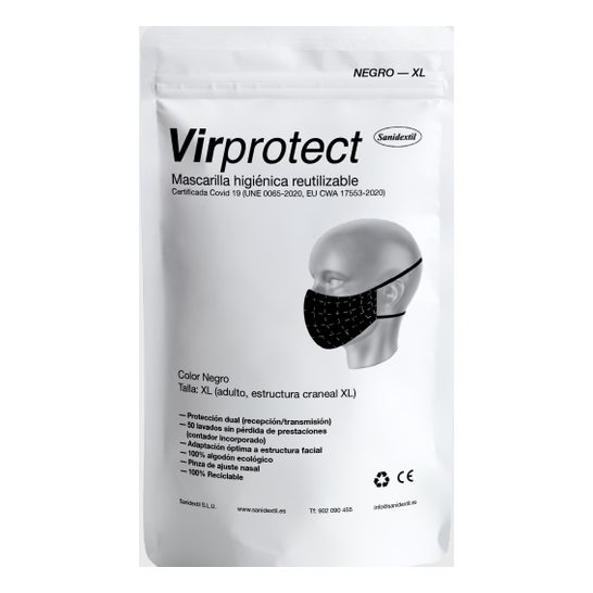 Virprotect Maske für Erwachsene T-Xl Schwarz 1 Stk