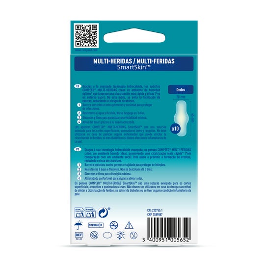 Compeed Multi-Heridas Smart Skin Apósitos Hidrocoloides Dedos 10 uds
