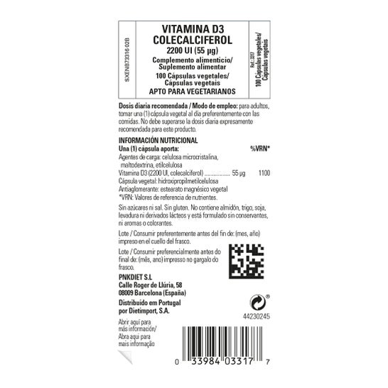Solgar Vitamina D3 Colecalciferol 2200 UI 55 mcg 100 vcaps