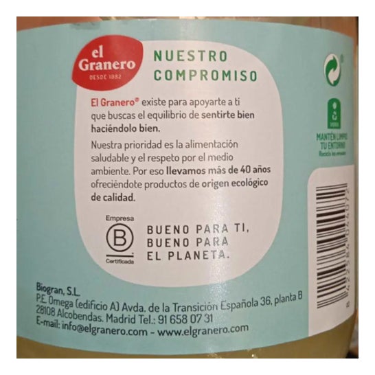 El granero Integral Aceite de Coco Virgen Bio 1000 ml