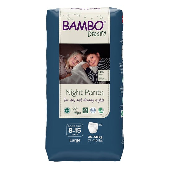 Bambo Dreamy Fraldas Noturnas 35-50kg 8-15 Anos 10 Unidades Bambo Dreamy Fraldas Noturnas 35-50kg 8-15 Anos 10 Unidades