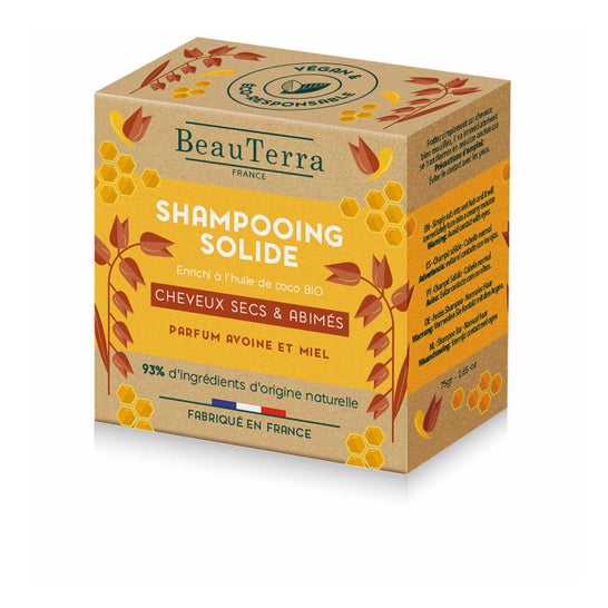 BeauTerra Solid Shampoo Droog en Beschadigd Haar 75g