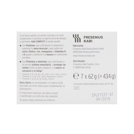 Kabi Complet polvo sabor vainilla 7 sobres 62g