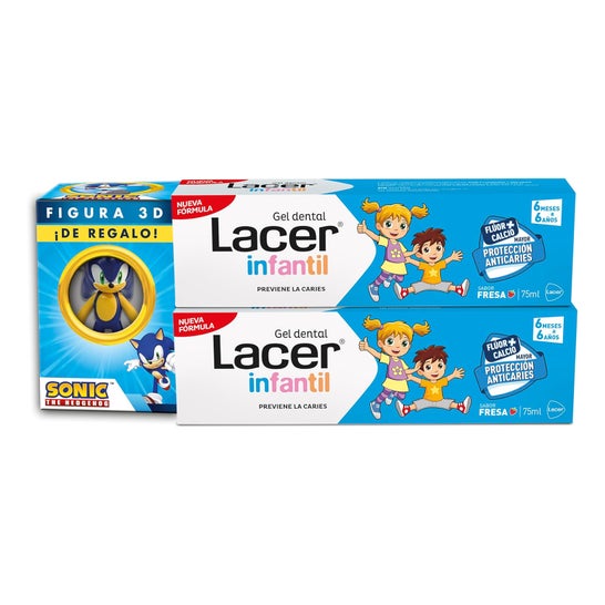 Lacer Infantil Pack Gel Dental Fresa 2x75ml + Figura Sonic