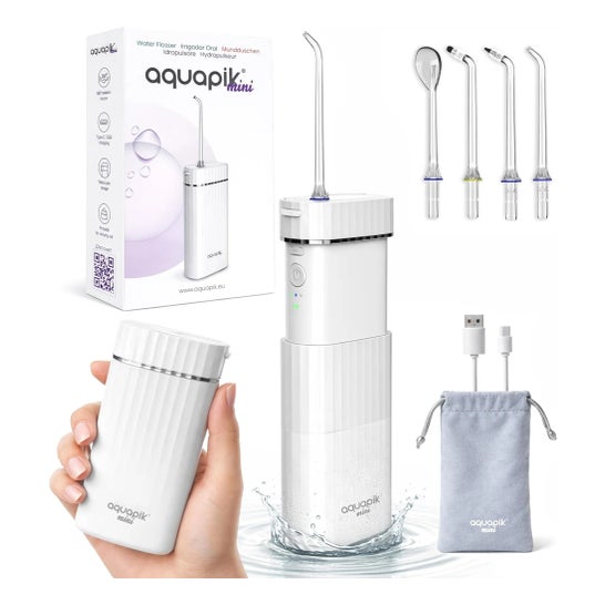 AquaPik Kit Mini Irrigador Bucal Portátil Viajes Carga Usb Blanco 1 ud