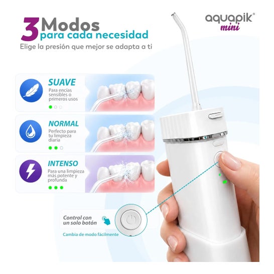 AquaPik Kit Mini Irrigador Bucal Portátil Viajes Carga Usb Blanco 1 ud