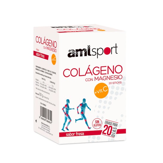 Amlsport Colágeno con Magnesio y Vitamina C Sabor Fresa 20sticks