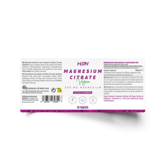 HSN Citrato de Magnesio 200mg Magnesio 30comp