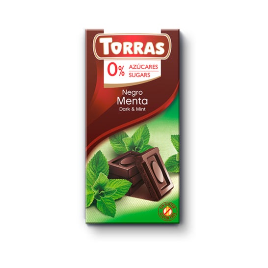 Torras Chocolate Negro Menta sin Gluten sin Azúcar 75g