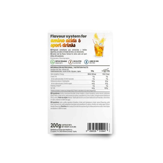 HSN Saborizante en Polvo para Aminoácidos y Bebidas Deportivas Té Helado de Limón 200 g