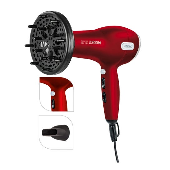 Mpm Msw-11 Professionele Haardroger + Diffuser 2200W Rood