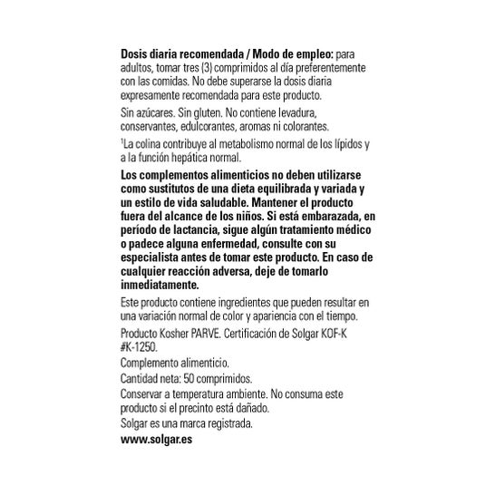 Solgar Factores Lipotrópicos 50 comp
