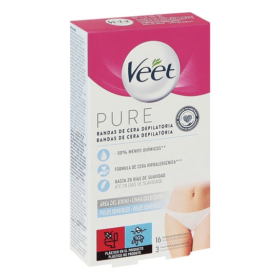 Veet Pure Bikini Strisce Depilatorie 16 Unità